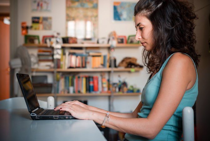 Woman Learning AutoCAD Online