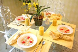 yellow breakfast table