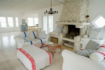 beach house fireplace